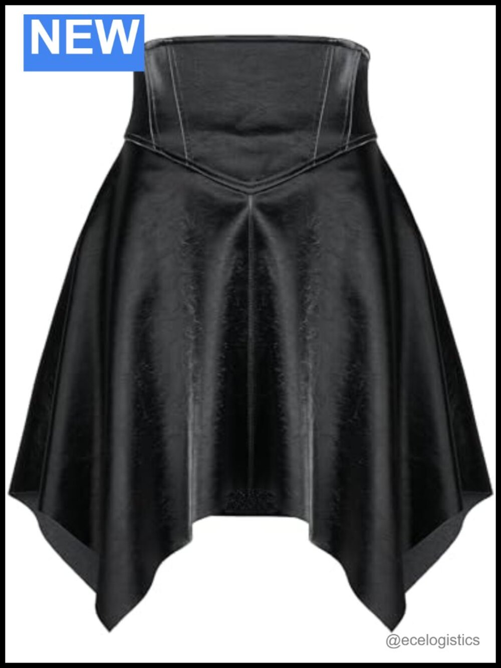 Goth High Waisted Faux Leather Mini Skater A-Line Flared Rave Skirt Punk Y2K